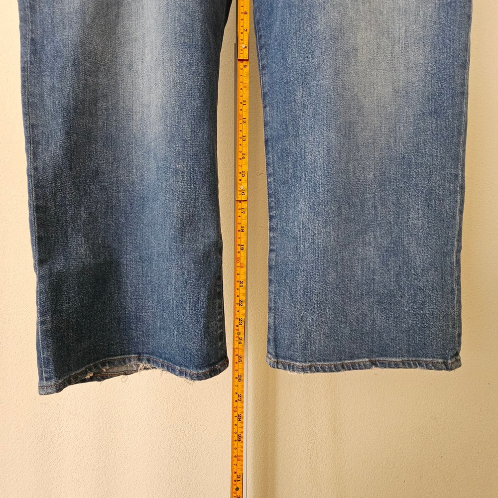 MADEWELL Women's Slim Wide- Leg Crop Blue Jeans in Garrett Wash Sz 35 - Picture 14 of 16